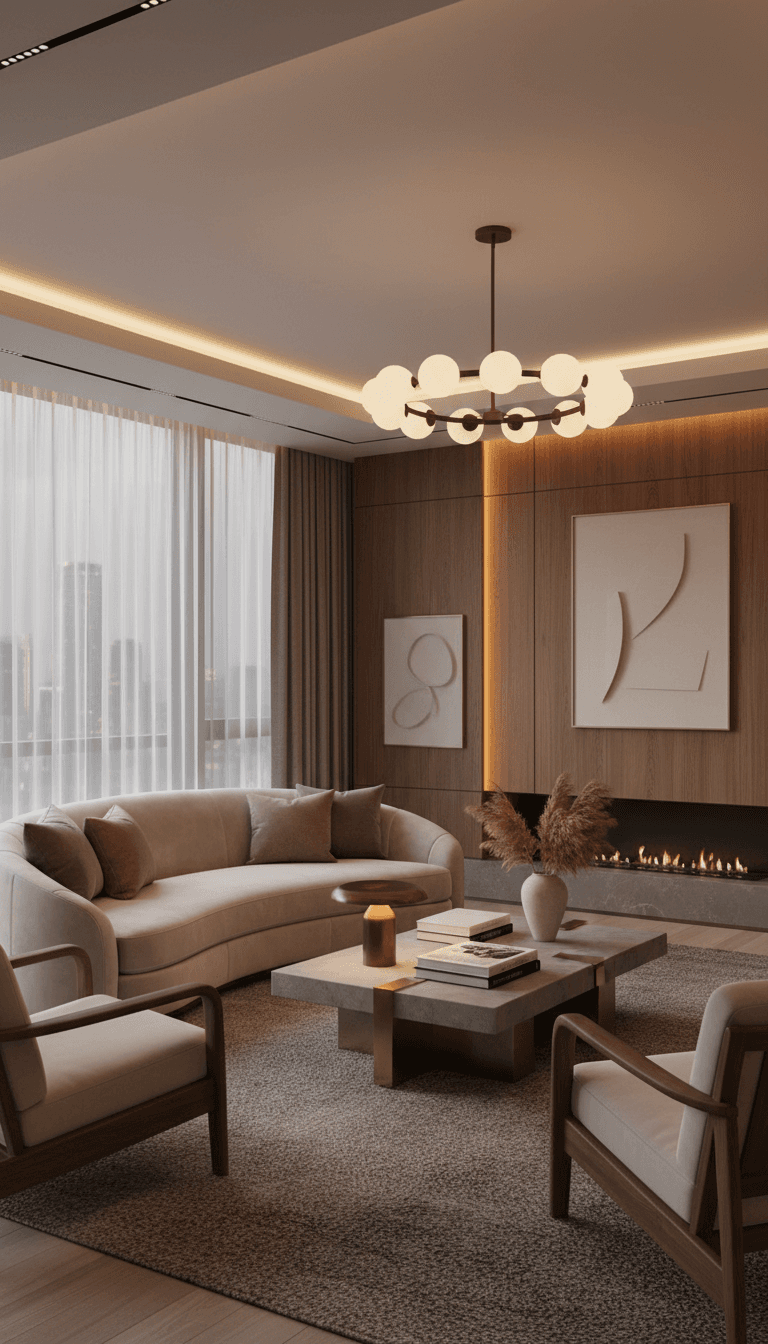 Beautifully designed living room showcasing Luminari's elegant furniture and lighting collections